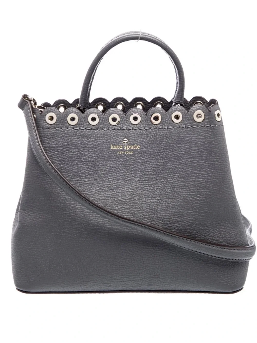 kate spade Gray Scalloped Eyelet Leather Satchel